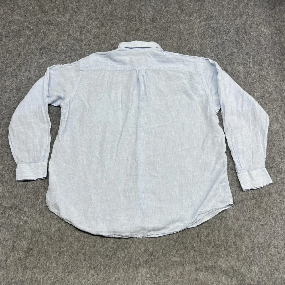 Vineyard Vines Shirt Mens XL Light Blue Striped Classic Tucker Linen Button Down